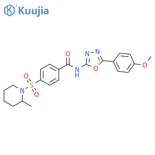 N-5-(4-methoxyphenyl)-1,3,4-oxadiazol-2-yl-4-(2-methylpiperidin-1-yl)sulfonylbenzamide structure