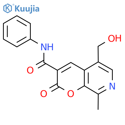 5-(hydroxymethyl)-8-methyl-2-oxo-N-phenyl-2H-pyrano[2,3-c]pyridine-3-carboxamide structure