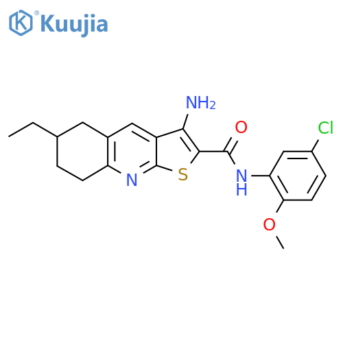 3-amino-N-(5-chloro-2-methoxyphenyl)-6-ethyl-5,6,7,8-tetrahydrothieno[2,3-b]quinoline-2-carboxamide structure