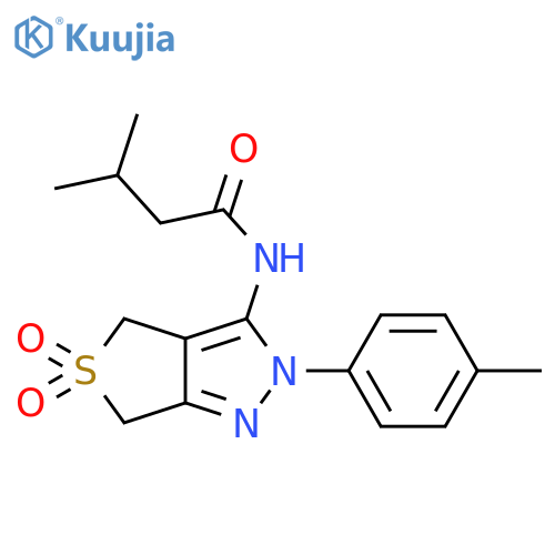 3-methyl-N-2-(4-methylphenyl)-5,5-dioxo-2H,4H,6H-5lambda6-thieno3,4-cpyrazol-3-ylbutanamide structure
