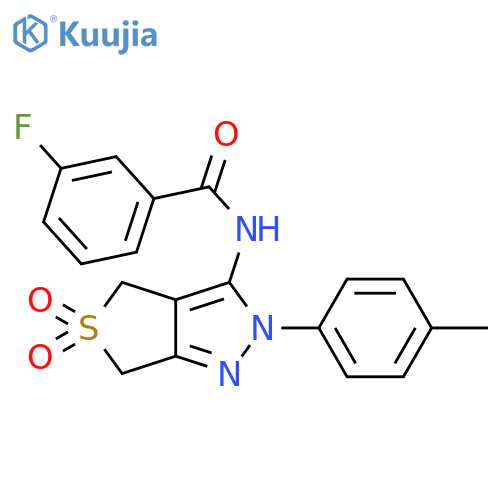 3-fluoro-N-[2-(4-methylphenyl)-5,5-dioxo-2H,4H,6H-5lambda6-thieno[3,4-c]pyrazol-3-yl]benzamide structure