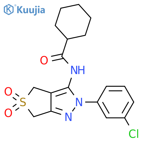 N-2-(3-chlorophenyl)-5,5-dioxo-2H,4H,6H-5lambda6-thieno3,4-cpyrazol-3-ylcyclohexanecarboxamide structure