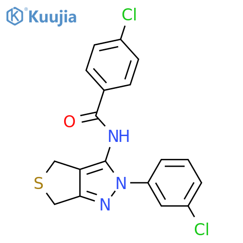 4-chloro-N-2-(3-chlorophenyl)-2H,4H,6H-thieno3,4-cpyrazol-3-ylbenzamide structure