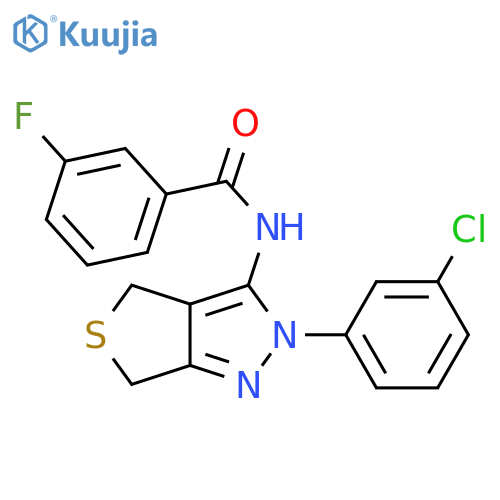 N-2-(3-chlorophenyl)-2H,4H,6H-thieno3,4-cpyrazol-3-yl-3-fluorobenzamide structure
