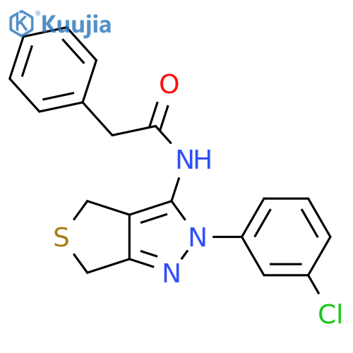 N-2-(3-chlorophenyl)-2H,4H,6H-thieno3,4-cpyrazol-3-yl-2-phenylacetamide structure