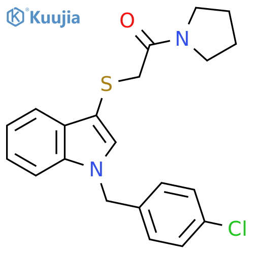2-({1-(4-chlorophenyl)methyl-1H-indol-3-yl}sulfanyl)-1-(pyrrolidin-1-yl)ethan-1-one structure