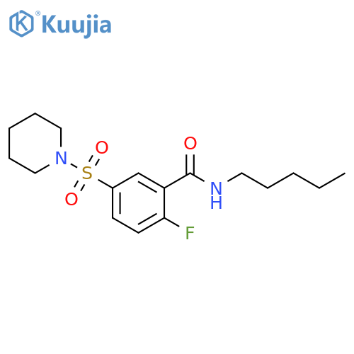 2-fluoro-N-pentyl-5-(piperidine-1-sulfonyl)benzamide structure