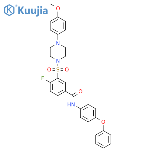 4-fluoro-3-{4-(4-methoxyphenyl)piperazin-1-ylsulfonyl}-N-(4-phenoxyphenyl)benzamide structure