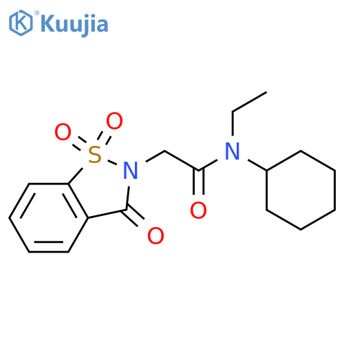 N-cyclohexyl-N-ethyl-2-(1,1,3-trioxo-2,3-dihydro-1lambda6,2-benzothiazol-2-yl)acetamide structure