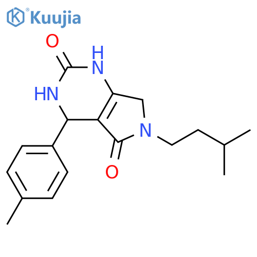6-(3-methylbutyl)-4-(4-methylphenyl)-1H,2H,3H,4H,5H,6H,7H-pyrrolo3,4-dpyrimidine-2,5-dione structure