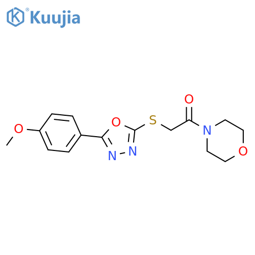 2-{5-(4-methoxyphenyl)-1,3,4-oxadiazol-2-ylsulfanyl}-1-(morpholin-4-yl)ethan-1-one structure