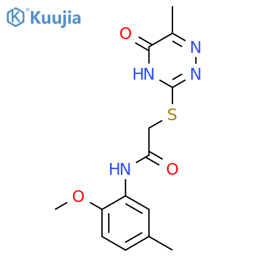 N-(2-methoxy-5-methylphenyl)-2-(6-methyl-5-oxo-4,5-dihydro-1,2,4-triazin-3-yl)sulfanylacetamide structure