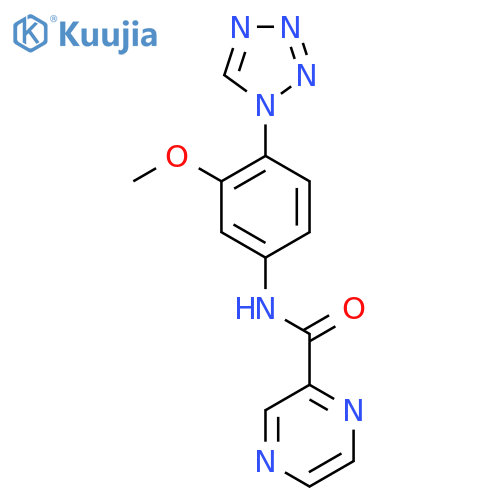 N-3-Methoxy-4-(1H-tetrazol-1-yl)phenylpyrazine-2-carboxamide structure