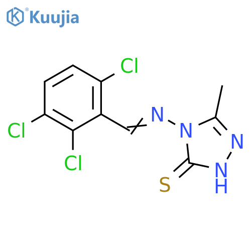5-methyl-4-[(E)-[(2,3,6-trichlorophenyl)methylidene]amino]-4H-1,2,4-triazole-3-thiol structure