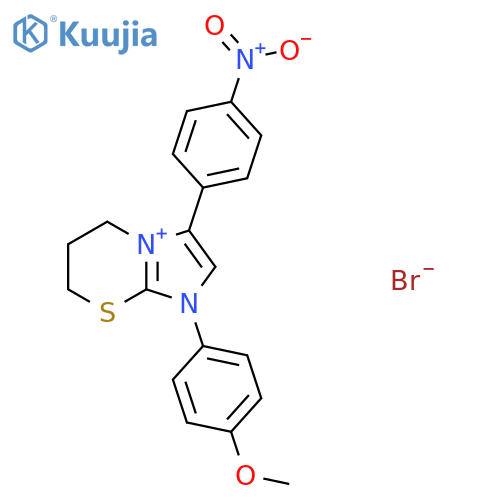 1-(4-methoxyphenyl)-3-(4-nitrophenyl)-5H,6H,7H-1-imidazo2,1-b1,3thiazin-1-ylium bromide structure