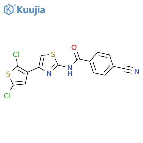 4-cyano-N-4-(2,5-dichlorothiophen-3-yl)-1,3-thiazol-2-ylbenzamide structure