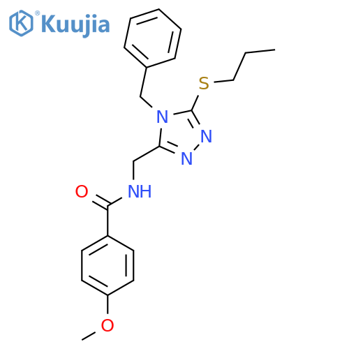 N-{4-benzyl-5-(propylsulfanyl)-4H-1,2,4-triazol-3-ylmethyl}-4-methoxybenzamide structure