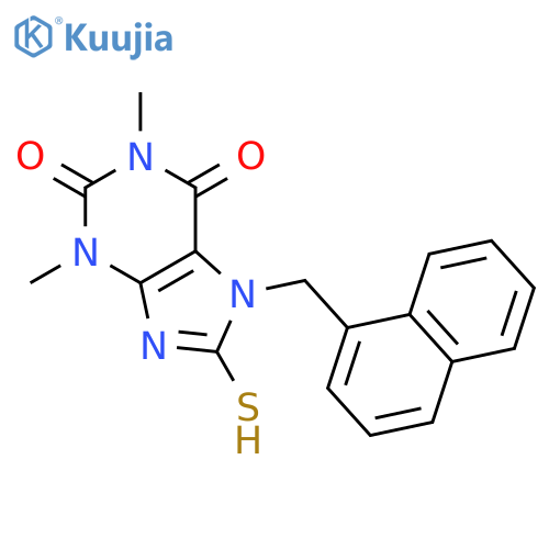 8-MERCAPTO-1,3-DIMETHYL-7-(1-NAPHTHYLMETHYL)-3,7-DIHYDRO-1H-PURINE-2,6-DIONE structure