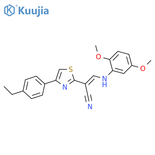 (2E)-3-(2,5-dimethoxyphenyl)amino-2-4-(4-ethylphenyl)-1,3-thiazol-2-ylprop-2-enenitrile structure