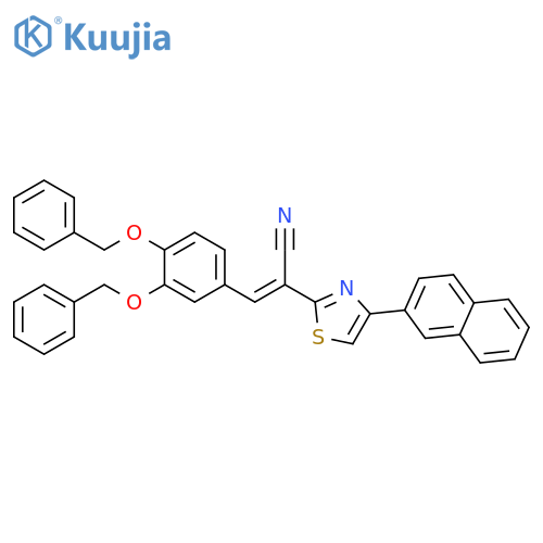 (2E)-3-3,4-bis(benzyloxy)phenyl-2-4-(naphthalen-2-yl)-1,3-thiazol-2-ylprop-2-enenitrile structure