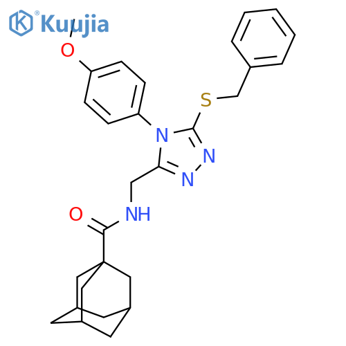 N-{[5-(benzylsulfanyl)-4-(4-methoxyphenyl)-4H-1,2,4-triazol-3-yl]methyl}adamantane-1-carboxamide structure