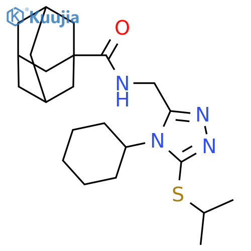N-{4-cyclohexyl-5-(propan-2-ylsulfanyl)-4H-1,2,4-triazol-3-ylmethyl}adamantane-1-carboxamide structure