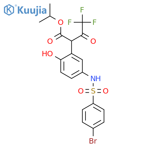 propan-2-yl 2-5-(4-bromobenzenesulfonamido)-2-hydroxyphenyl-4,4,4-trifluoro-3-oxobutanoate structure