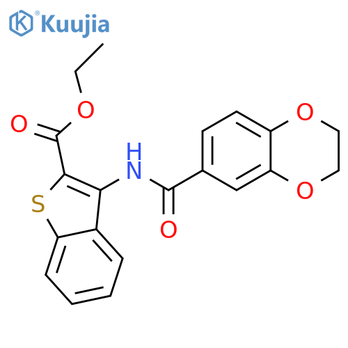 ethyl 3-(2,3-dihydro-1,4-benzodioxine-6-amido)-1-benzothiophene-2-carboxylate structure