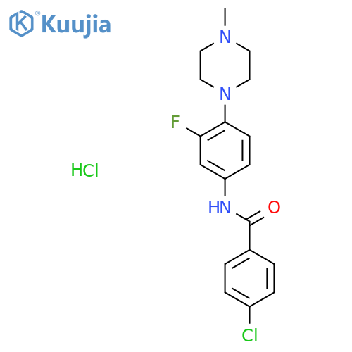1-(4-[(4-CHLOROBENZOYL)AMINO]-2-FLUOROPHENYL)-4-METHYLHEXAHYDROPYRAZIN-4-IUM CHLORIDE structure