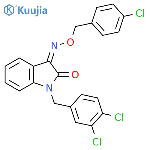 (3Z)-3-{[(4-chlorophenyl)methoxy]imino}-1-[(3,4-dichlorophenyl)methyl]-2,3-dihydro-1H-indol-2-one structure
