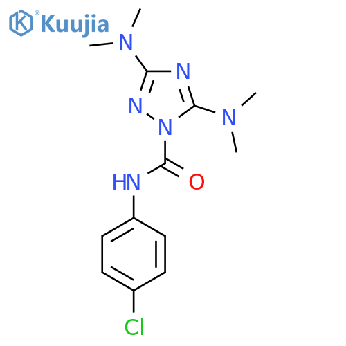 N-(4-chlorophenyl)-3,5-bis(dimethylamino)-1H-1,2,4-triazole-1-carboxamide structure