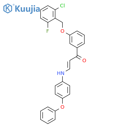 (E)-1-(3-[(2-CHLORO-6-FLUOROBENZYL)OXY]PHENYL)-3-(4-PHENOXYANILINO)-2-PROPEN-1-ONE structure