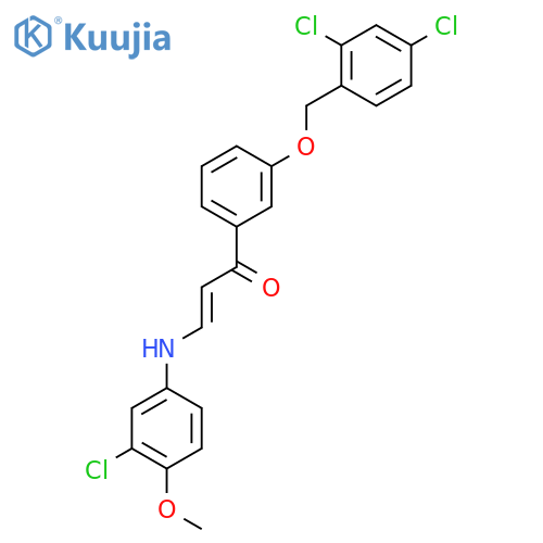(E)-3-(3-chloro-4-methoxyanilino)-1-[3-[(2,4-dichlorophenyl)methoxy]phenyl]prop-2-en-1-one structure