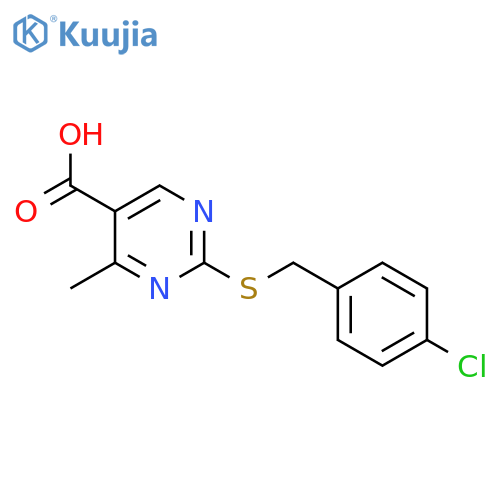 2-{[(4-chlorophenyl)methyl]sulfanyl}-4-methylpyrimidine-5-carboxylic acid structure