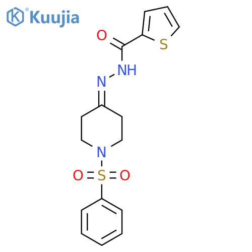 N'-[1-(phenylsulfonyl)-4-piperidinylidene]-2-thiophenecarbohydrazide structure