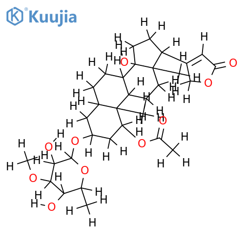 1beta-acetoxy-14-hydroxy-3beta-(O3-methyl-6-deoxy-alpha-L-talopyranosyloxy)-5beta,14beta-card-20(22)-enolide structure