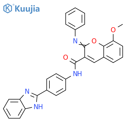 (2Z)-N-[4-(1H-1,3-benzodiazol-2-yl)phenyl]-8-methoxy-2-(phenylimino)-2H-chromene-3-carboxamide structure