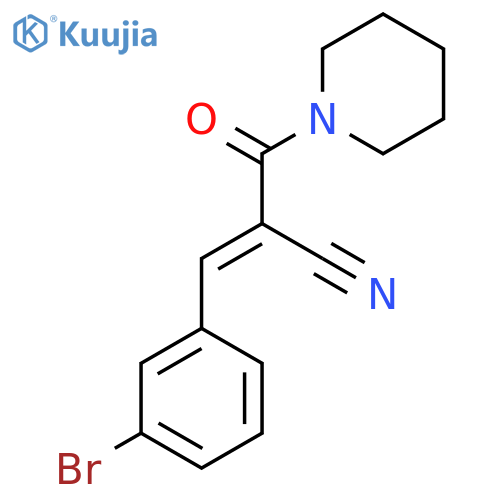 3-(3-bromophenyl)-2-(piperidine-1-carbonyl)prop-2-enenitrile structure