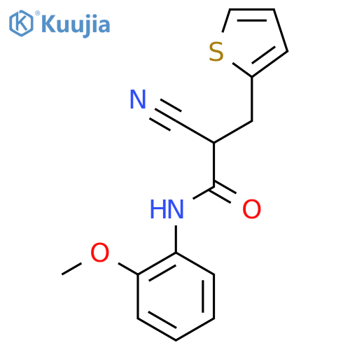 2-cyano-N-(2-methoxyphenyl)-3-(thiophen-2-yl)propanamide structure