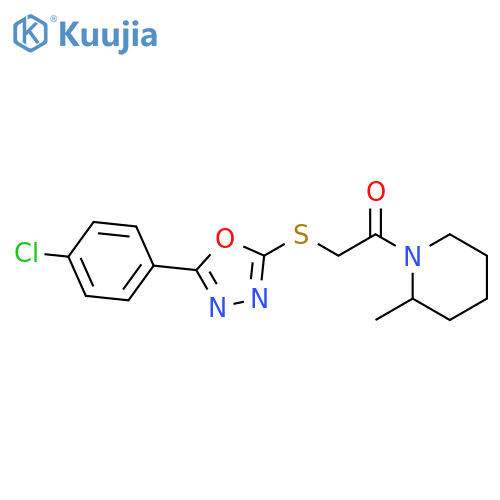 2-{5-(4-chlorophenyl)-1,3,4-oxadiazol-2-ylsulfanyl}-1-(2-methylpiperidin-1-yl)ethan-1-one structure