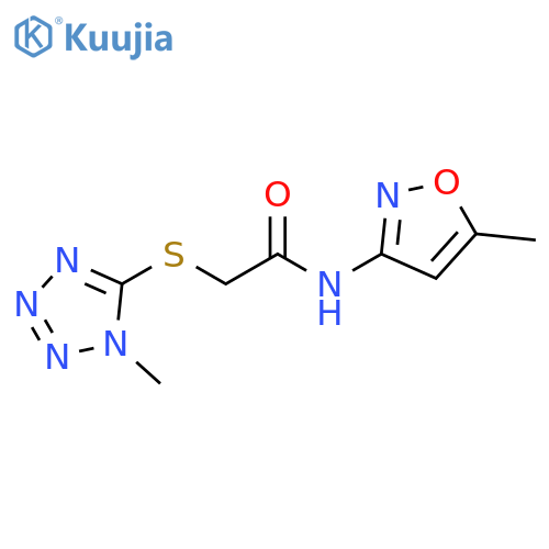 N-(5-methyl-3-isoxazolyl)-2-[(1-methyl-1H-tetraazol-5-yl)sulfanyl]acetamide structure