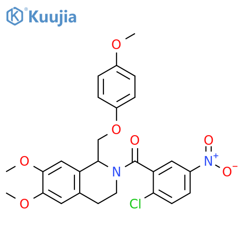 2-(2-chloro-5-nitrobenzoyl)-6,7-dimethoxy-1-(4-methoxyphenoxy)methyl-1,2,3,4-tetrahydroisoquinoline structure