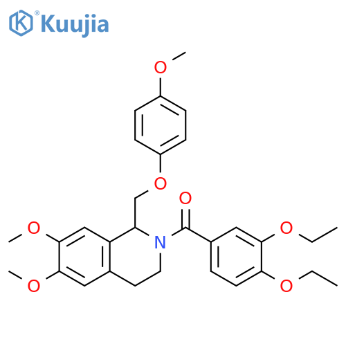 2-(3,4-diethoxybenzoyl)-6,7-dimethoxy-1-(4-methoxyphenoxy)methyl-1,2,3,4-tetrahydroisoquinoline structure