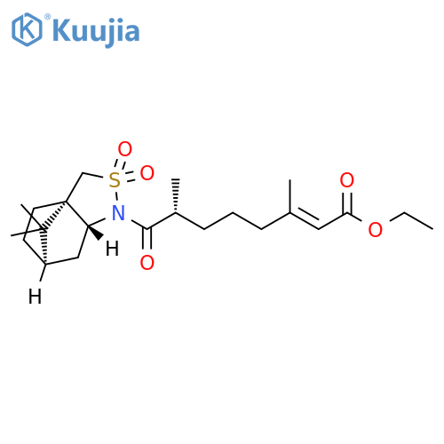 Ethyl (2E,7R)-3,7-dimethyl-8-oxo-8-[(3aS,6R,7aR)-tetrahydro-8,8-dimethyl-2,2-dioxido-3H-3a,6-methano-2,1-benzisothiazol-1(4H)-yl]-2-octenoate structure