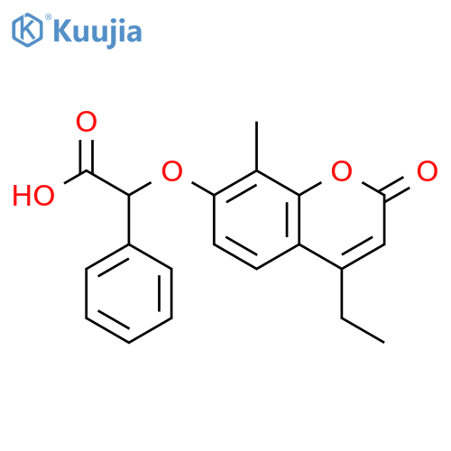2-((4-ethyl-8-methyl-2-oxo-2H-chromen-7-yl)oxy)-2-phenylacetic acid structure