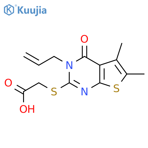 2-{[5,6-dimethyl-4-oxo-3-(prop-2-en-1-yl)-3H,4H-thieno[2,3-d]pyrimidin-2-yl]sulfanyl}acetic acid structure