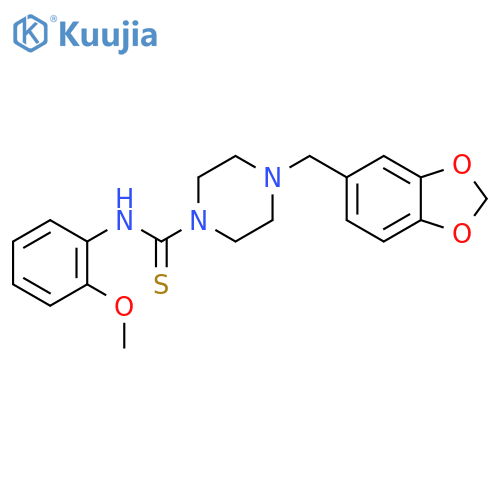 4-(2H-1,3-benzodioxol-5-yl)methyl-N-(2-methoxyphenyl)piperazine-1-carbothioamide structure