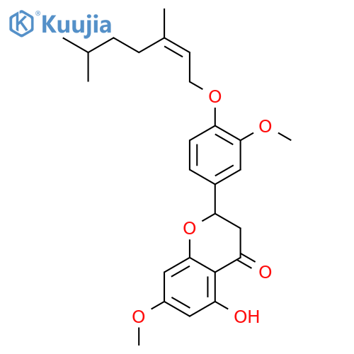 2-[4-(3,6-dimethyl-hept-2-enyloxy)-3-methoxy-phenyl]-5-hydroxy-7-methoxy-chroman-4-one structure