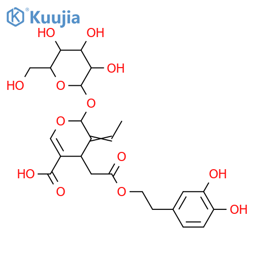 2H-Pyran-4-acetic acid, 5-carboxy-3-ethylidene-2-(β-D-glucopyranosyloxy)-3,4-dihydro-, α-[2-(3,4-dihydroxyphenyl)ethyl] ester, (2S,3E,4S)- structure
