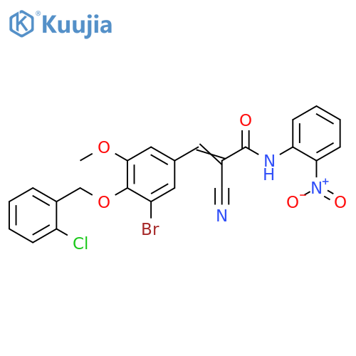 3-[3-Bromo-4-[(2-chlorophenyl)methoxy]-5-methoxyphenyl]-2-cyano-N-(2-nitrophenyl)-2-propenamide structure